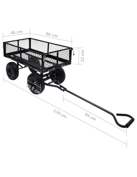 Carrello a Mano da Giardino Nero 250 kg