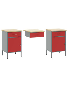 Mobile da lavoro 10 pcs Rosso Legno ingegnerizzato e acciaio 2