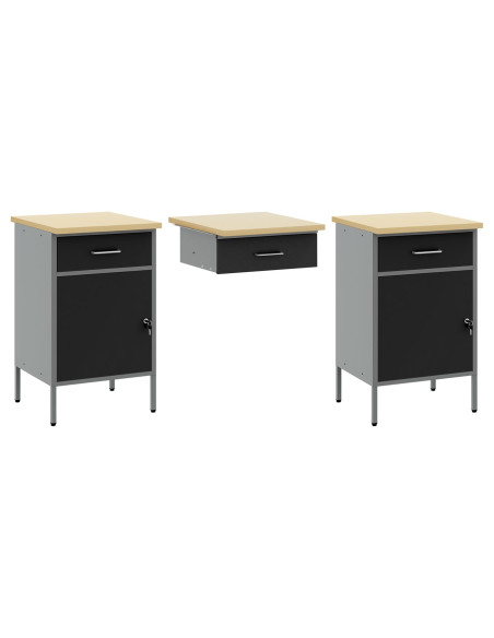Set da lavoro 8 pezzi in acciaio nero