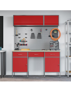 Set di mobili da lavoro con cassetto con blocco 8 pcs Rosso 2