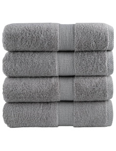 Asciugamani Ospiti 4 pz Grigi 30x50 cm 600gsm 100% Cotone 2