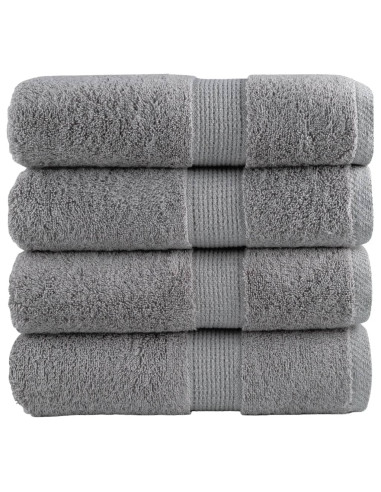 Asciugamani Ospiti 4 pz Grigi 30x50 cm 600gsm 100% Cotone