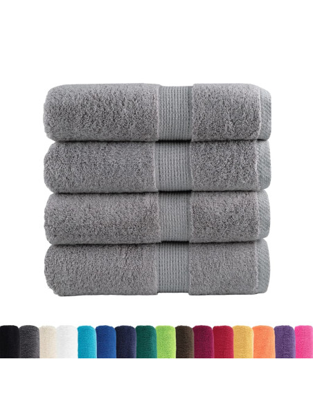 Asciugamani Ospiti 4 pz Grigi 30x50 cm 600gsm 100% Cotone