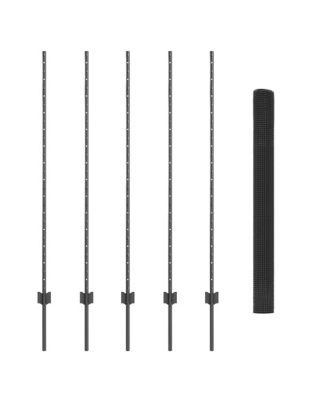 Recinzione con Posto Grigio 1,4 x 10 m Acciaio e PVC