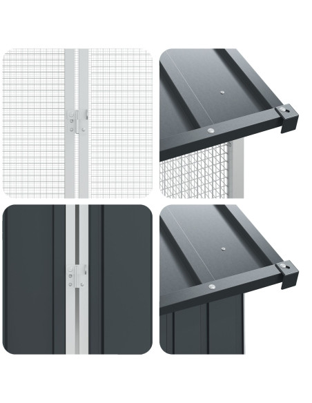 Voliera per Uccelli con Estensione Antracite 210x640x247 cm Acciaio