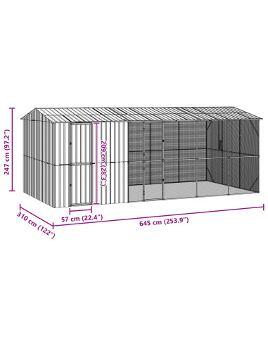 Gabbia per uccelli Antracite 645 x 310 x 247 cm Acciaio zincato