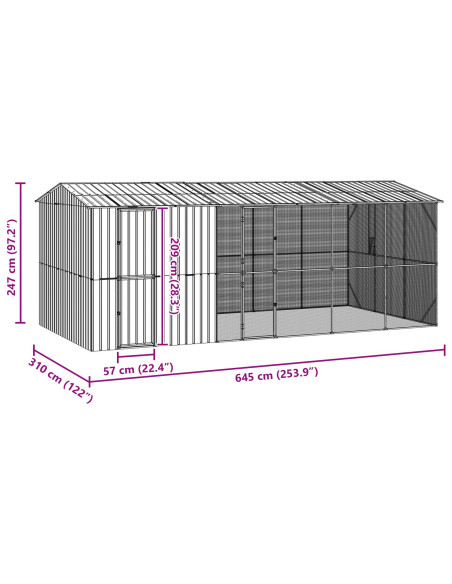 Gabbia per uccelli Antracite 645 x 310 x 247 cm Acciaio zincato