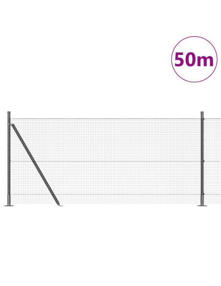 Recinzione in filo saldato  con 13 pali flangiati Grigio 1x50 m Acciaio