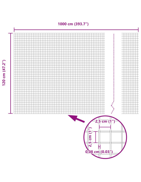Recinzione con Posto Argento 1,2 x 10 m Acciaio