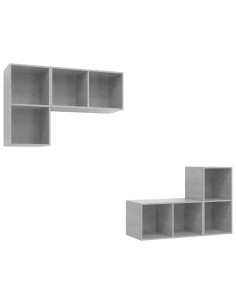 Mobile TV a Parete 4 pz Grigio Cemento in Truciolato 2