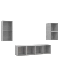 Mobile TV a Parete 4 pz Grigio Cemento in Truciolato 2