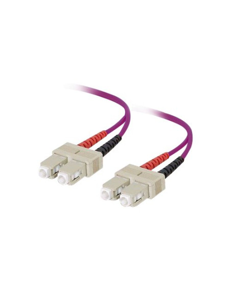 Bretella di connessione e permutazione a 2 fibre ottiche MULTIMODALI OM4 connett. SC-SC DUPLEX 3m guaina esterna LSZH IEC60332-1