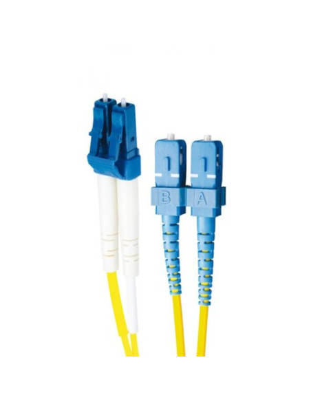 Bretella di conness. e permutaz. a 2 fibre ottiche MONOMODALE OS2 connett. LC DUPLEX/SC DUPLEX 5m guaina esterna LSZH IEC60332-1