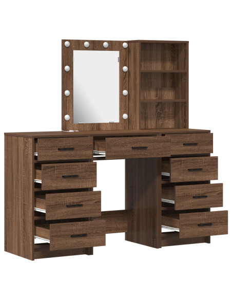 Set da trucco 3 pezzi con LED in legno nero