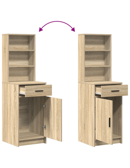 Set da tavolo da trucco con LED con porta 2 pcs Rovere Sonoma