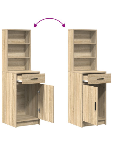 Set da tavolo da trucco con LED con porta 3 pcs Rovere Sonoma