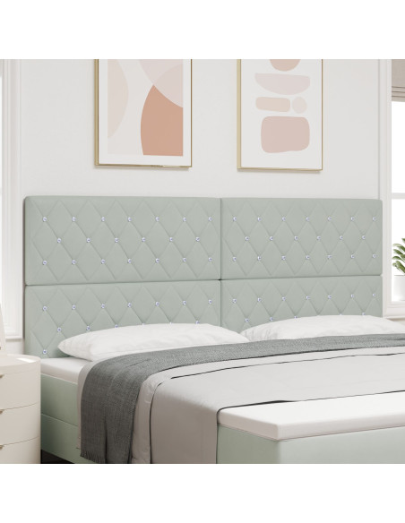 Testiera con bottoni di cristallo tufted grigio chiaro 200 cm in velluto