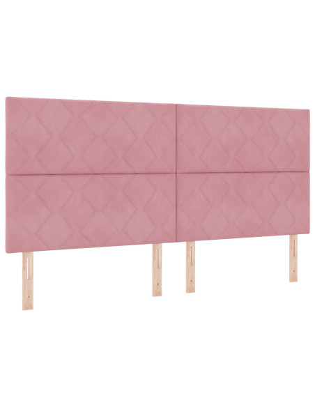 Testiera a blocchi di diamante  rosa 200 cm velluto
