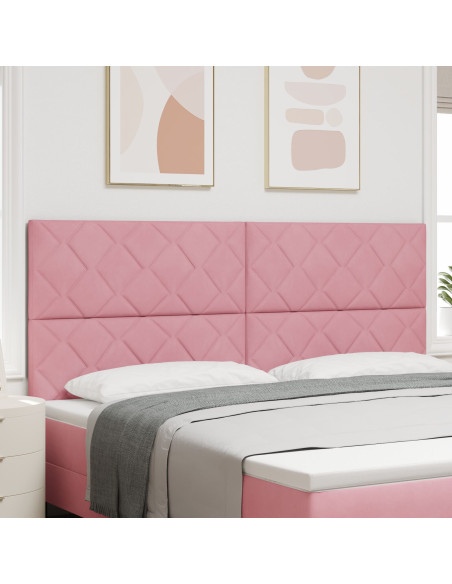 Testiera a blocchi di diamante  rosa 200 cm velluto