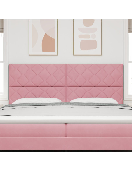 Testiera a blocchi di diamante  rosa 200 cm velluto