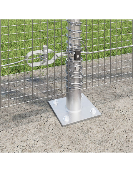 Recinzione in Filo Saldato  con 7 Pali Flangiati 1,2x10 m Acciaio Zincato