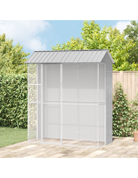 Aviario per Uccelli  Grigio 215x110x247 cm Acciaio
