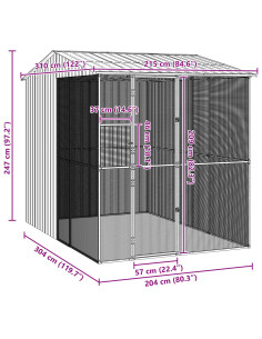 Gabbia per uccelli Grigio 215 x 310 x 247 cm Acciaio zincato
