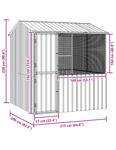 Gabbia per uccelli Antracite 215 x 209 x 230 cm Acciaio zincato
