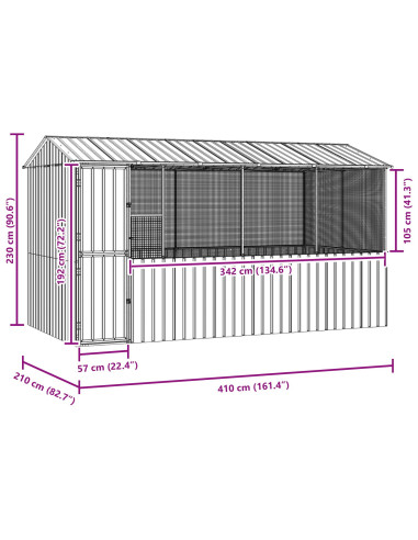 Gabbia per uccelli Antracite 410 x 210 x 230 cm Acciaio zincato