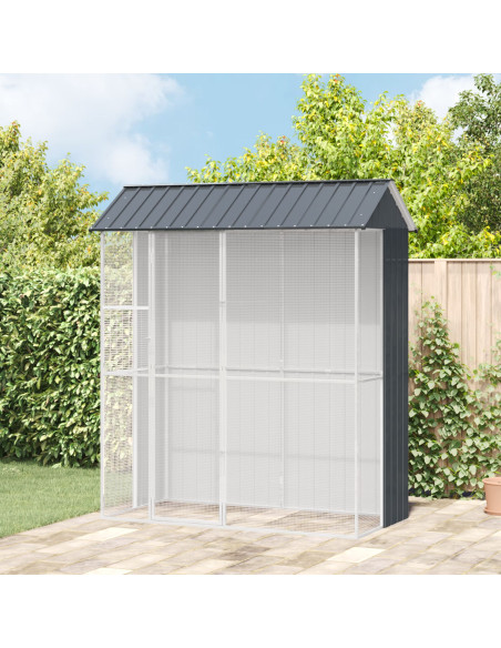 Voliera per Uccelli  Antracite 215x110x247 cm in Acciaio