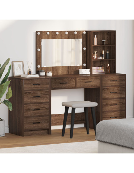 Set da toeletta a 3 pezzi con LED in legno ingiglierito nero