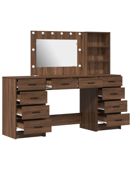Set da toeletta a 3 pezzi con LED in legno ingiglierito nero