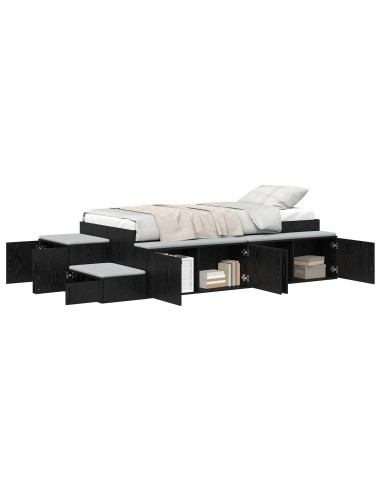 Struttura letto con contenitore Rovere nero 234 x 103 x 53.5 cm