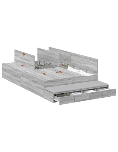 Struttura letto con contenitore Grigio Sonoma 120 cm