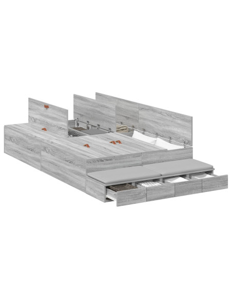 Struttura Letto con Contenitore Grigia sonoma Legno ingegnerizzato