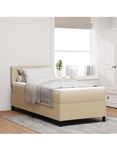 Letto a molle con testiera Grigio chiaro e bianco 100 x 200 cm