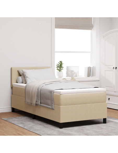 Letto a molle con testiera Grigio chiaro e bianco 100 x 200 cm