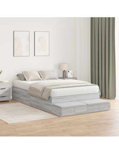 Struttura letto con contenitore Grigio Sonoma 120 cm