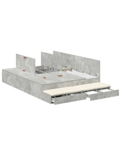 Struttura letto con contenitore Grigio cemento 135 cm 2