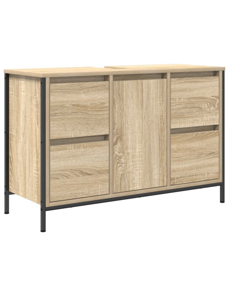 Set di mobili per il bagno con porta 2 pcs Rovere Sonoma e Nero