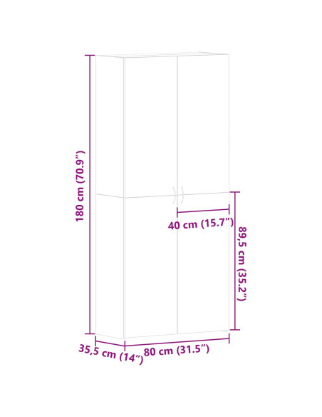 Mobile per scarpe Grigio 80 x 35.5 x 180 cm Legno multistrato