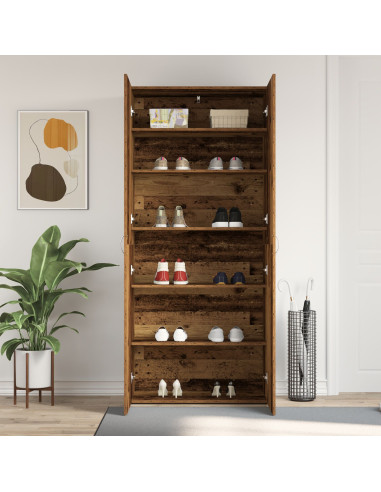 Mobile per scarpe Marrone 80 x 35.5 x 180 cm Legno multistrato