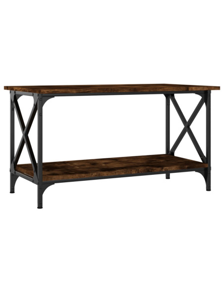 Tavolino Rovere Fumo 80x45x45 cm in Legno Multistrato e Ferro