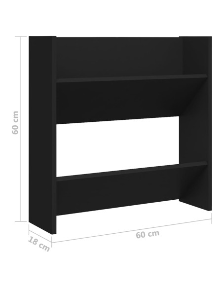 Scarpiera a Muro Nera 60x18x60 cm in Legno Multistrato