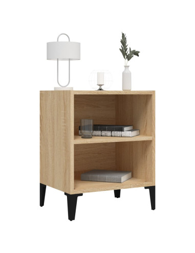 Comodino con Gambe in Metallo Rovere Sonoma 40x30x50 cm