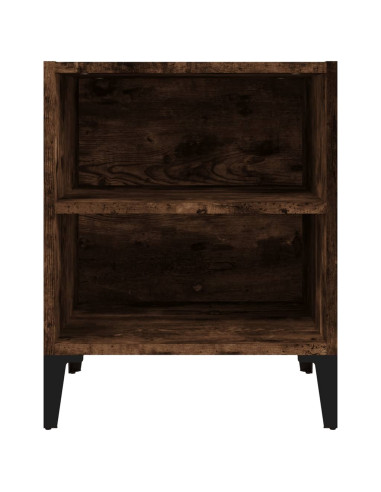 Comodino con Gambe in Metallo Rovere Fumo 40x30x50 cm