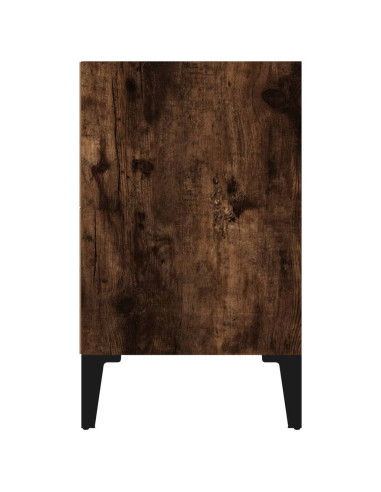 Comodino con Gambe in Metallo Rovere Fumo 40x30x50 cm