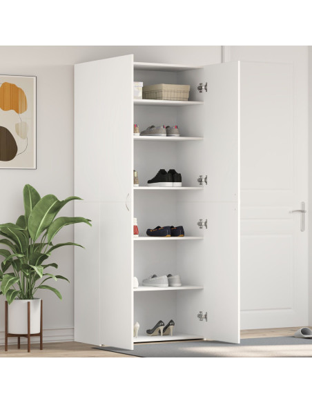 Mobile per Scarpe  Bianco 80x35.5x180 cm Legno Ingegnerizzato