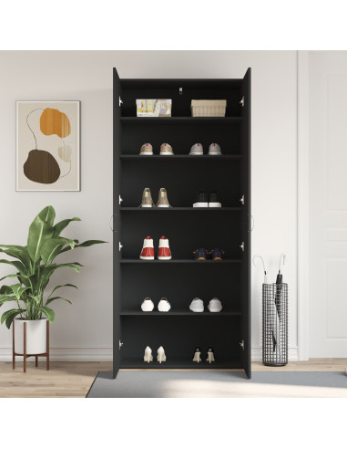 Mobile per scarpe Nero 80 x 35.5 x 180 cm Legno multistrato