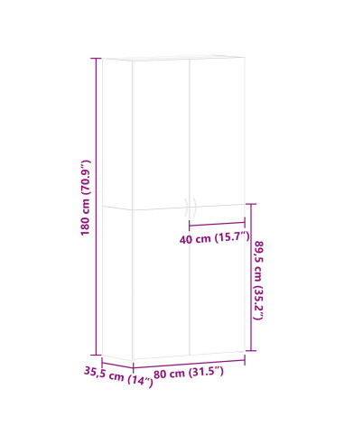 Mobile per scarpe Nero 80 x 35.5 x 180 cm Legno multistrato